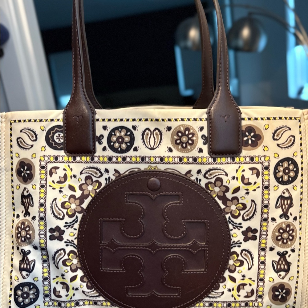 Tory Burch Brown and Cream Tote Bag